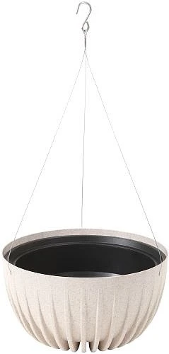 Mira ECO Wood Hanging Bowl Planter 30cm - Speckled White