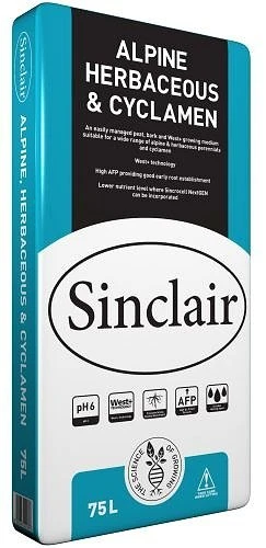 Sinclair Alpine, Herbaceous & Cyclamen Compost Peat Reduced 75lt