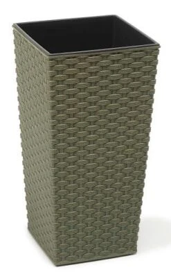 Finesse ECO Rattan Effect Planter Tall Square 25cm - Forest Green