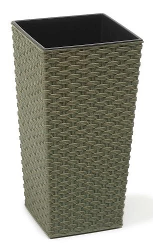 Finesse ECO Rattan Effect Planter Tall Square 25cm - Forest Green 3 Finesse ECO Rattan Effect Planter Tall Square 25cm - Forest Green