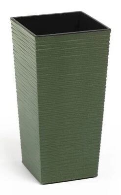 Finesse ECO Chisel Effect Planter Tall Square 19cm - Forest Green