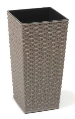 Finesse ECO Rattan Effect Planter Tall Square 25cm - Grey
