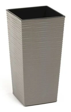 Finesse ECO Chisel Effect Planter Tall Square 25cm - Grey