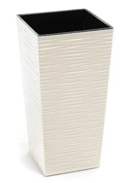 Finesse Chisel Effect Planter Tall Square 19cm - Cream