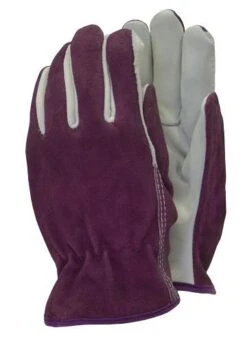 Town & Country Premium Leather & Suede Gloves In Plum - Medium