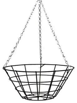 14" Flat Bottom Narrow Wire Hanging Basket