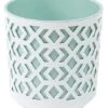 Aztec Pot 14cm - White/Mint 2 Aztec Pot 14cm - White/Mint -Garden Care Shop 443 500 5f4675 8168 lm790wm