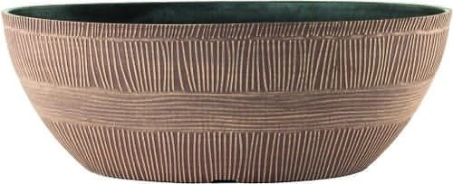 Sand Thatched Oval Bowl Planter 17" Caramel Wood Effect 3 Sand Thatched Oval Bowl Planter 17" Caramel Wood Effect