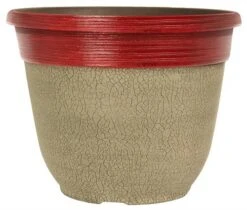 Crackle Planter 30cm - Ceramic White/Glitz Red Effect