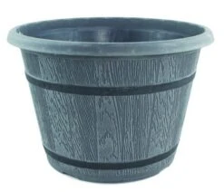 Cask Planter With Band 41cm Grey Effect