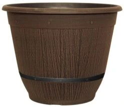 Cask Planter Bell With Band 35cm Chestnut Effect