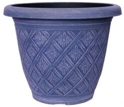 Woven Blossom Planter 33cm Pastel Marine Blue Effect