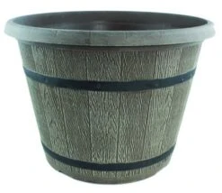 Cask Planter With Band 41cm Driftwood Effect