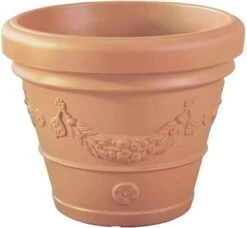 Idra Plastic Terracotta Planter With Grape Design 22lt