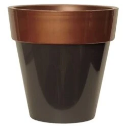 Euro Planter Round 36cm Glossy Copper Effect