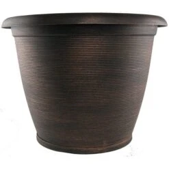 Helix Planter With Saucer 48cm Warm Copper Effect