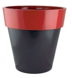 Euro Planter Round 36cm Glossy Red Effect